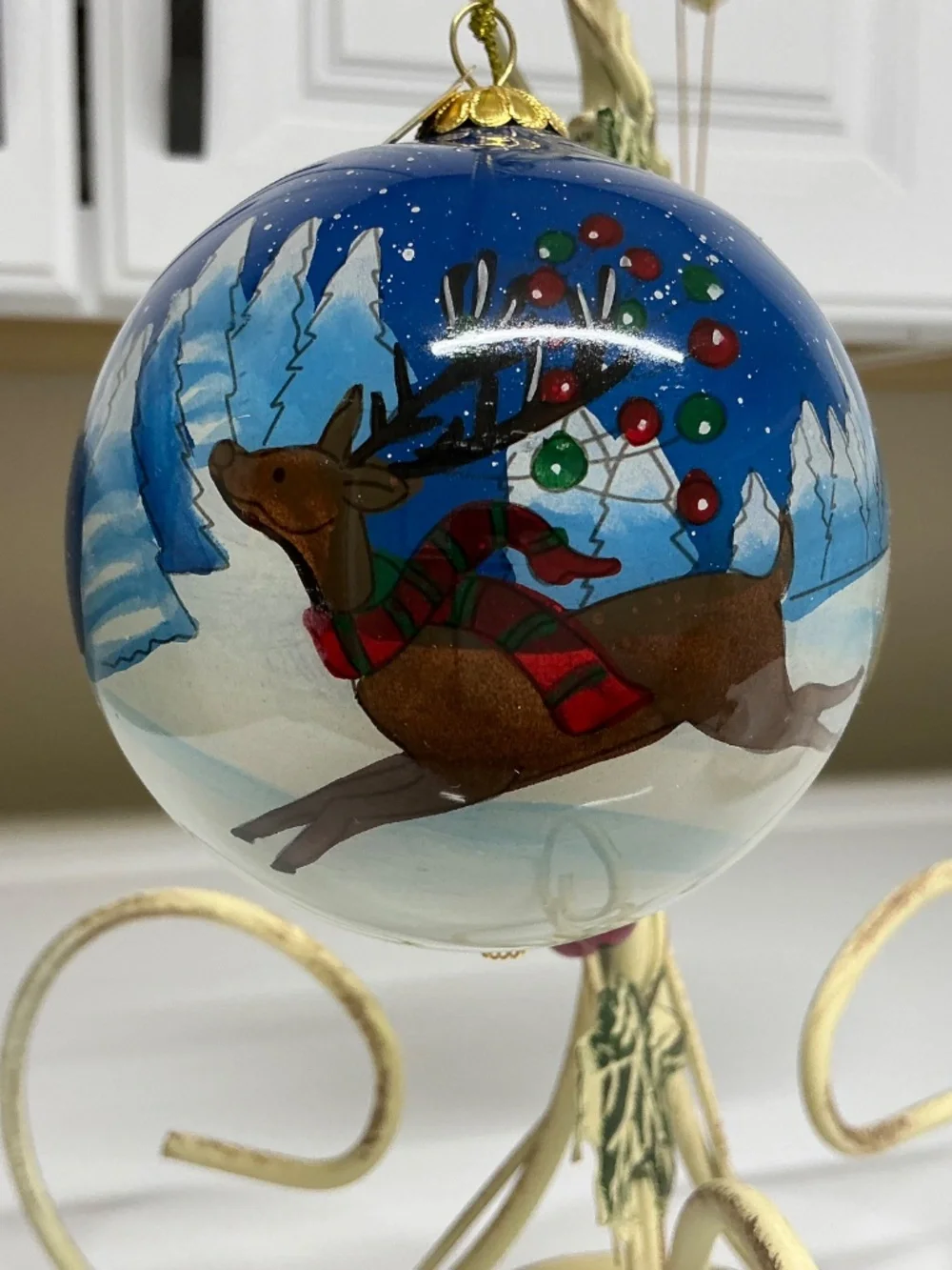 Pier 1 Li Bien Festive mouse and leaping reindeer Christmas ornaments